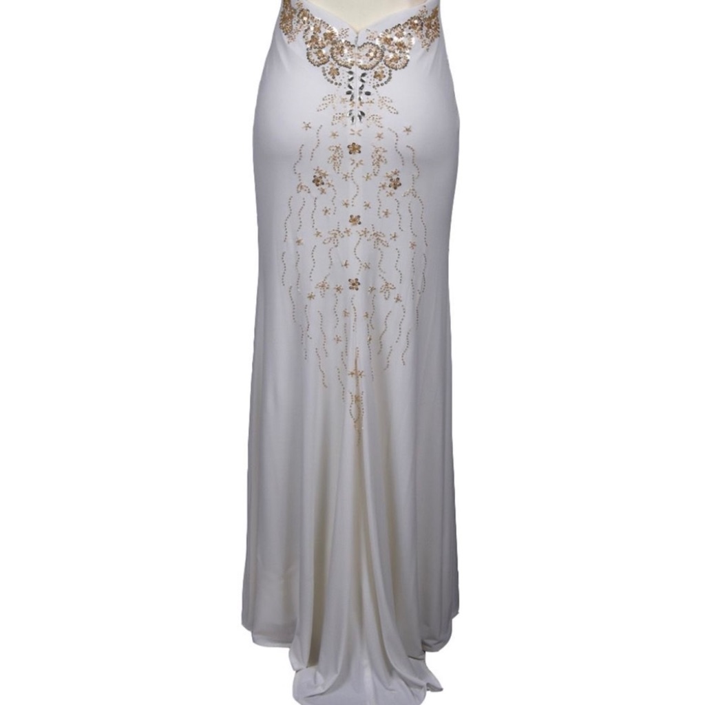Adrianna Papell Cross Back Beaded Matte Jersey Dress